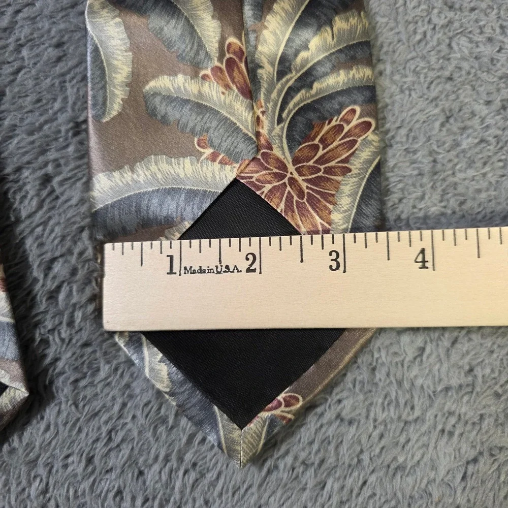 Aquascutum Mens OS Necktie Brown‎ Gold Botanical Silk Hand Finished London Tie